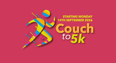 Graphic of a person running with Couch to 5K wording for new sessions