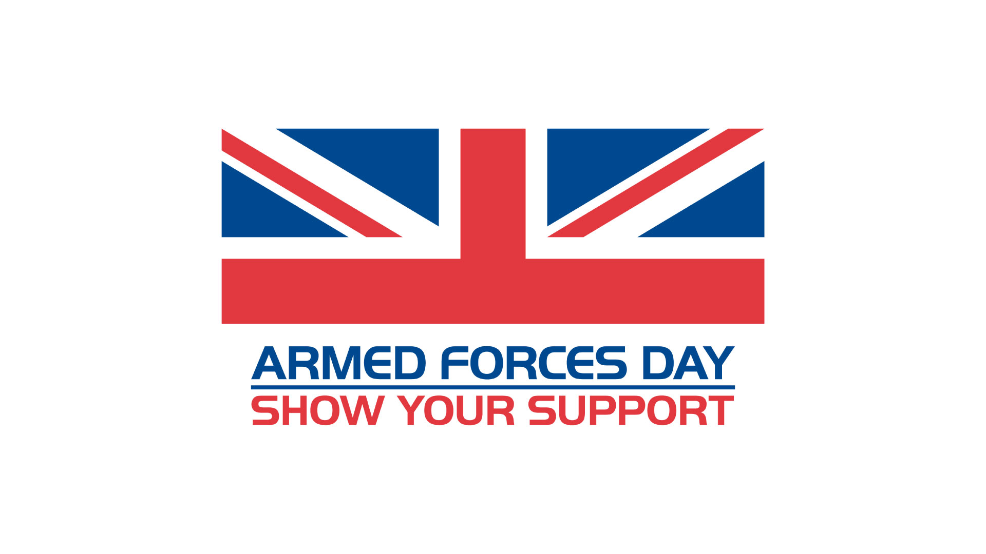 Armed Forces Day graphic with union jack and show your support wording